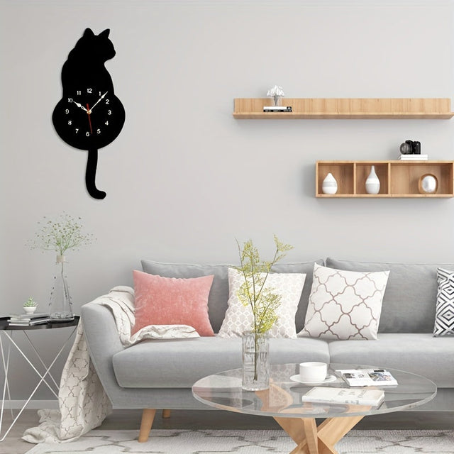 SwingTail Timekeeper Cat Wall Clock with Silent Mechanism