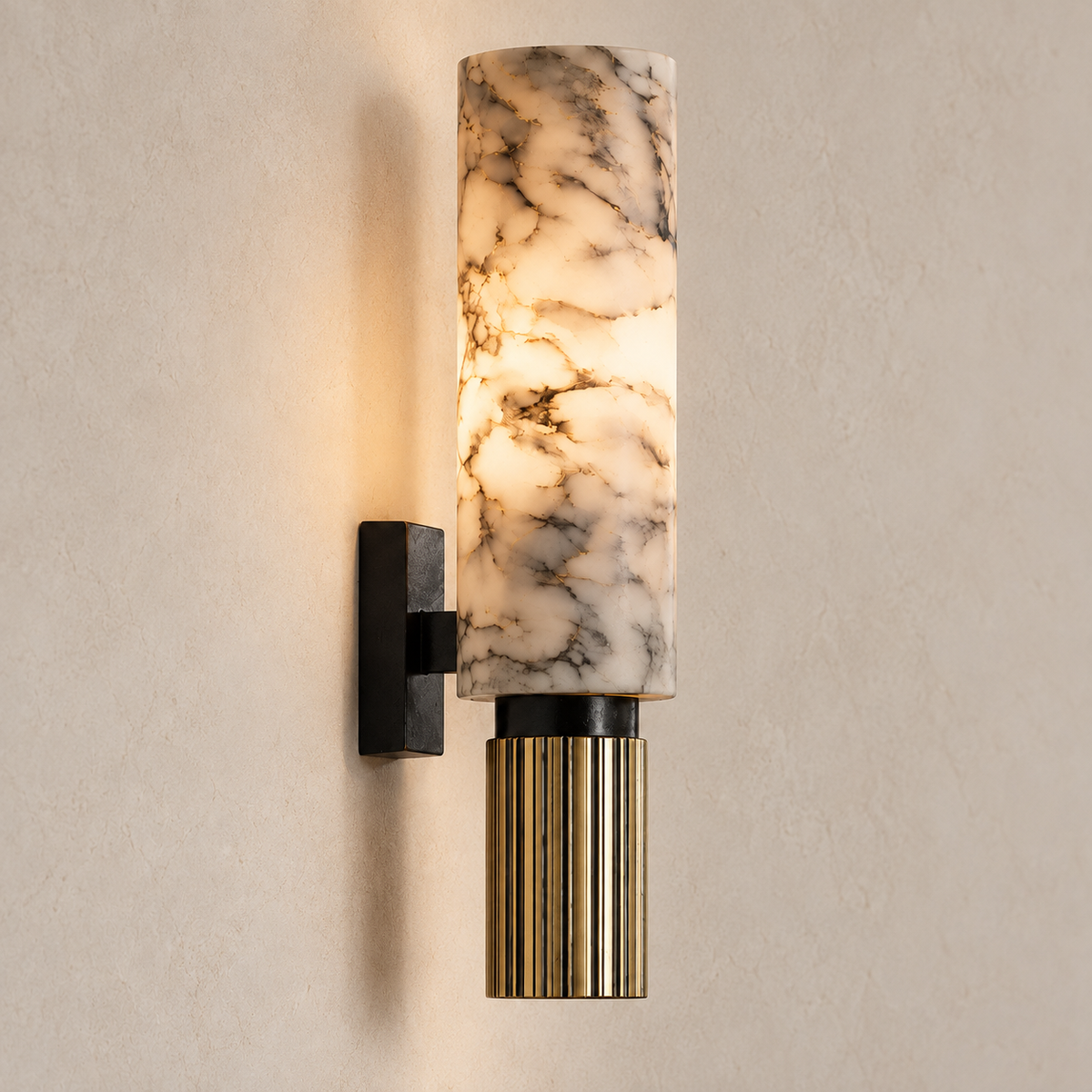Slim marble wall light casting a warm ambient glow – primary shopping image