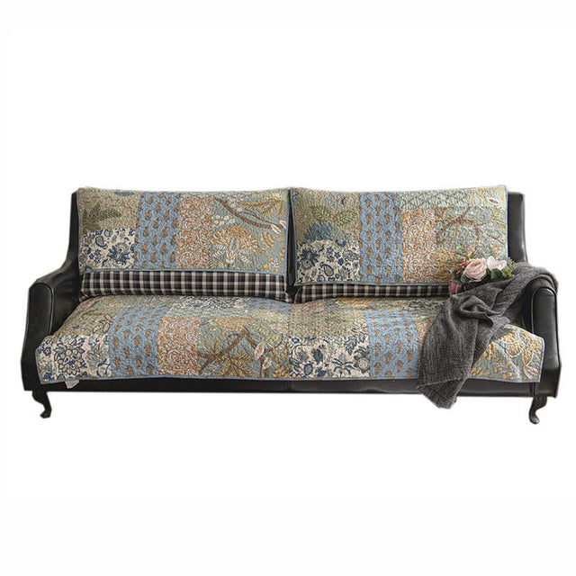 European Floral Cotton Couch Cover Sofa Protective Non-slip