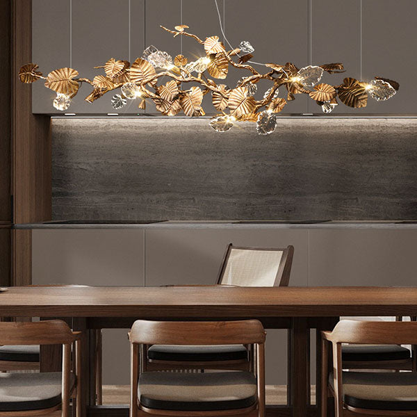 Lotus Chandelier - Elegant LED Pendant Light with Brass Copper Finish