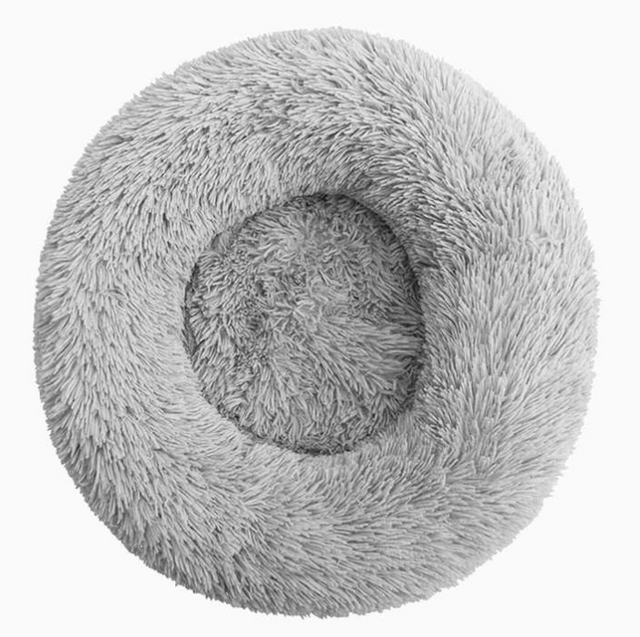 Round Fluffy Dog Bed Soft Nylon Faux Fur Removable Cover