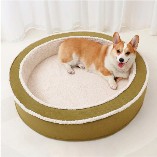 Cozy Warm Round Pet Bed Plush Orthopedic Non-Slip Design
