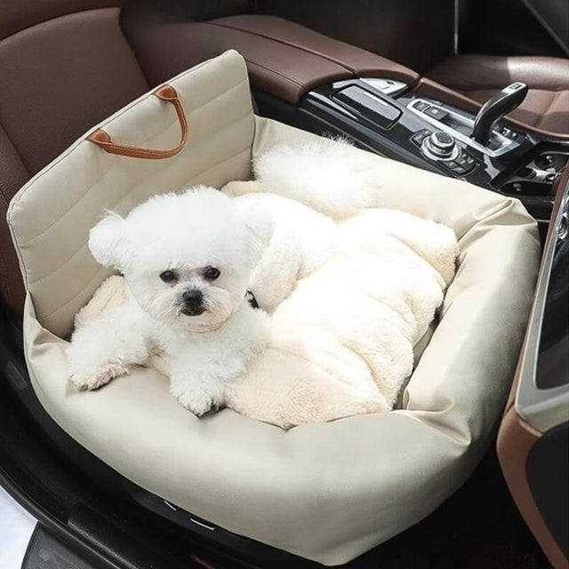 Faux Leather Dog Car Seat Bed – Waterproof, Secure & Comfortable