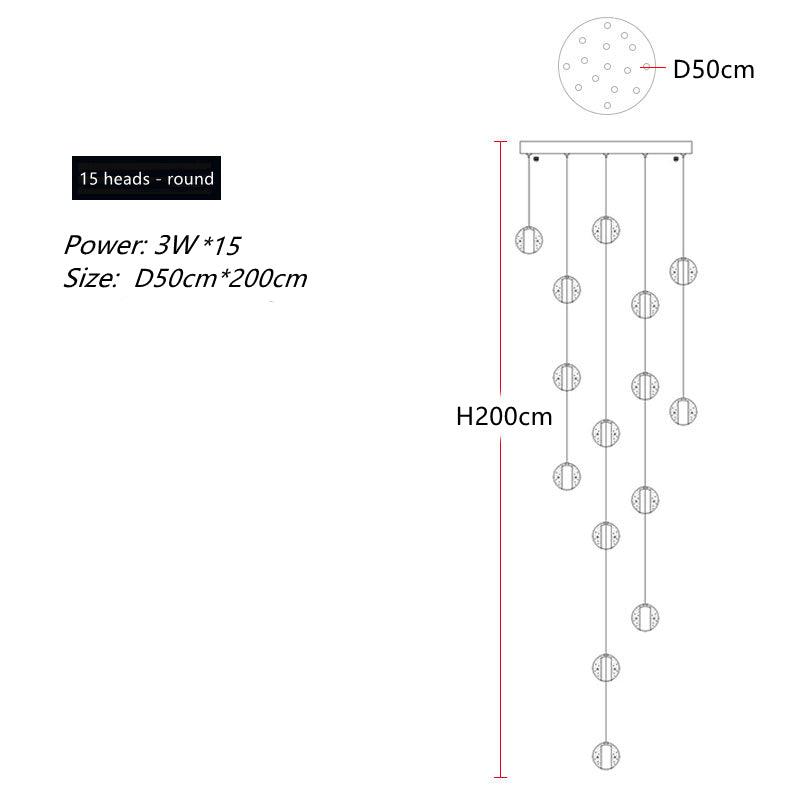 Polar Chandelier – Modern LED Pendant Light with Stainless Steel Frame & Glass Balls