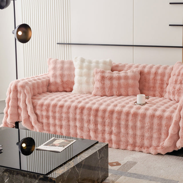 Luxe Ripple Faux Fur Sofa Cover - Modern, Stylish & Durable Sofa Protection