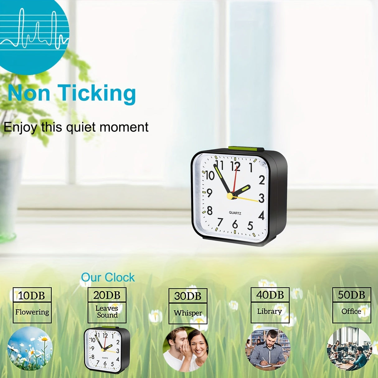Timeless Journey Classic Square Travel Alarm Clock Snooze