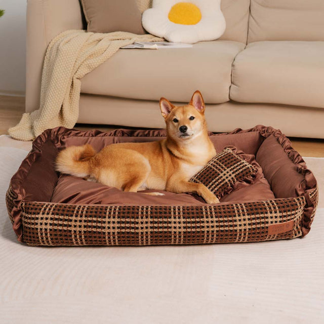 Bliss Bolster Orthopedic Dog Bed Velvet Foam Supportive Design