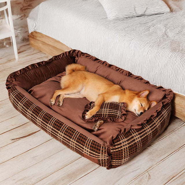 Bliss Bolster Orthopedic Dog Bed Velvet Foam Supportive Design