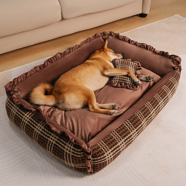 Bliss Bolster Orthopedic Dog Bed Velvet Foam Supportive Design