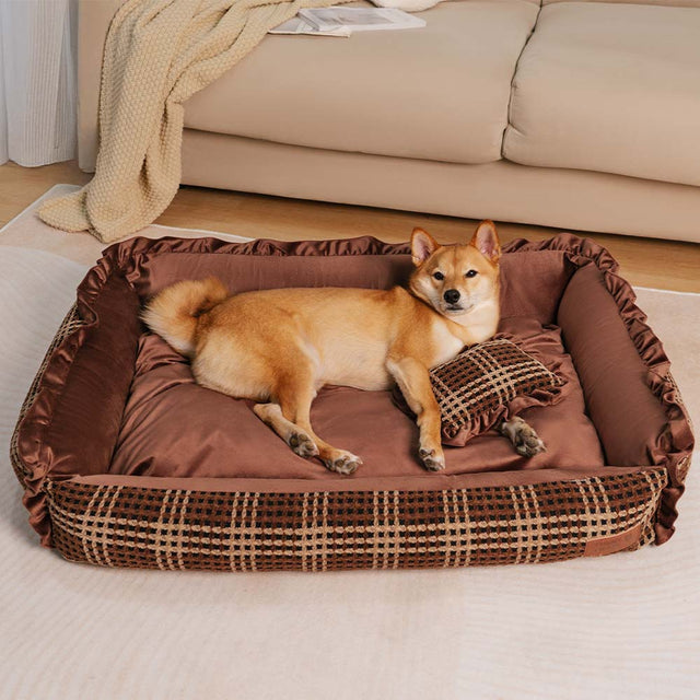 Bliss Bolster Orthopedic Dog Bed Velvet Foam Supportive Design