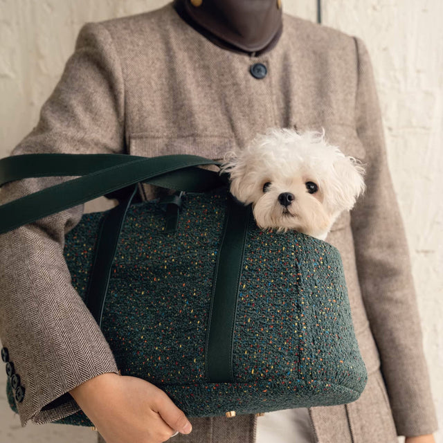 Luxury Tweed Pet Tote – Stylish, Warm & Secure for Small Dogs & Cats