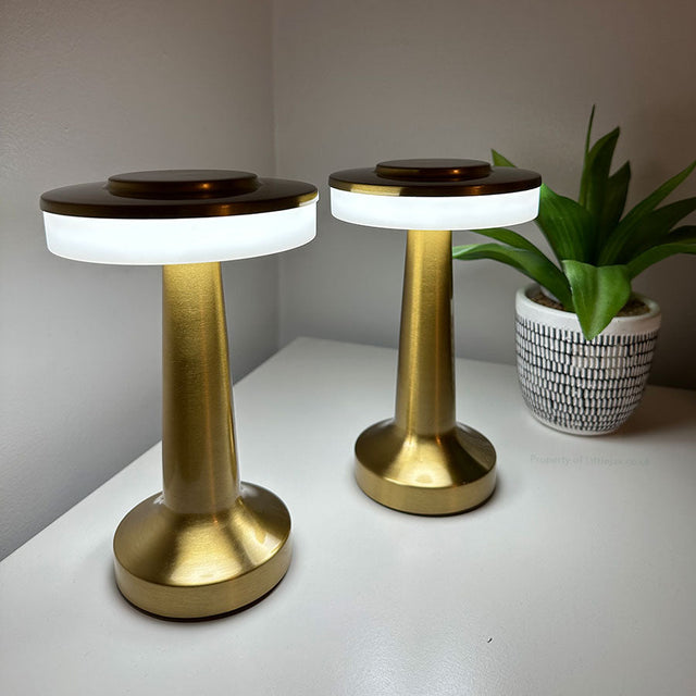 Modern Cordless Flat Top Mushroom Lamp with Three Colors