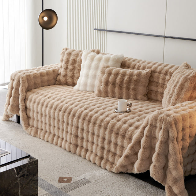 Luxe Ripple Faux Fur Sofa Cover - Modern, Stylish & Durable Sofa Protection