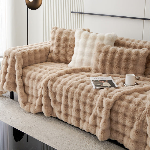 Luxe Ripple Faux Fur Sofa Cover - Modern, Stylish & Durable Sofa Protection