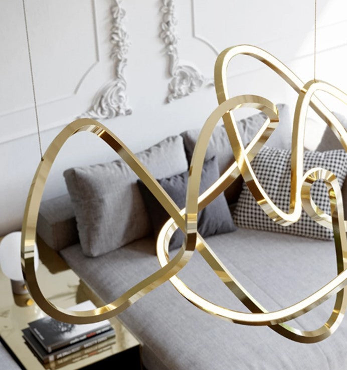 Signature Chandelier – Handmade LED Pendant Light with Electroplated Aluminium Frame | Adjustable Suspension, Perfect for Living & Conference Rooms