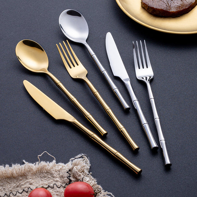 Aldomara Bamboo Gold/Silver Cutlery Set-5
