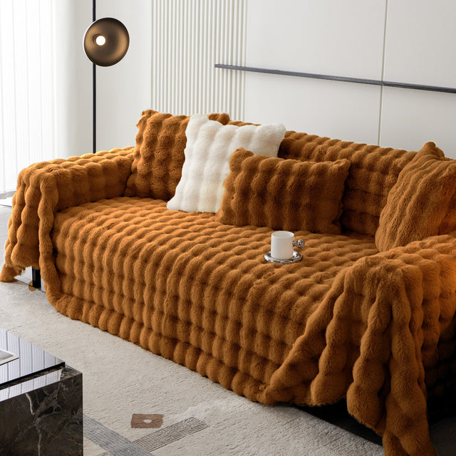 Luxe Ripple Faux Fur Sofa Cover - Modern, Stylish & Durable Sofa Protection