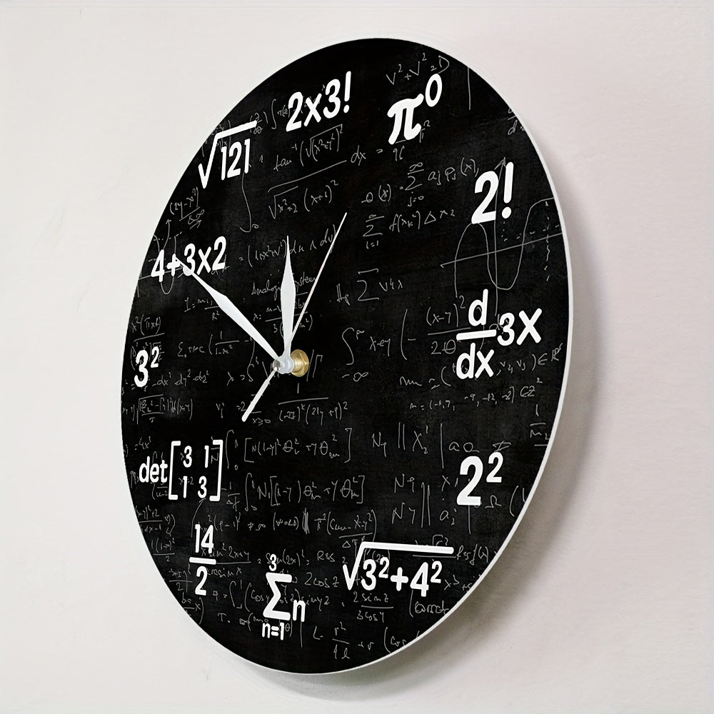 Elegant Acrylic Wall Clock with Mathematical Formulas