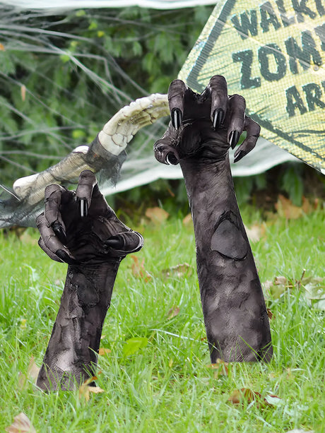 3D Halloween Ghost Hand Decoration for Outdoor Use – Spooky Plug-in Garden Decor 3