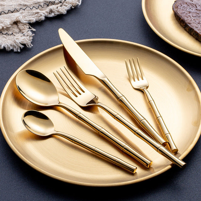 Aldomara Bamboo Gold/Silver Cutlery Set-3