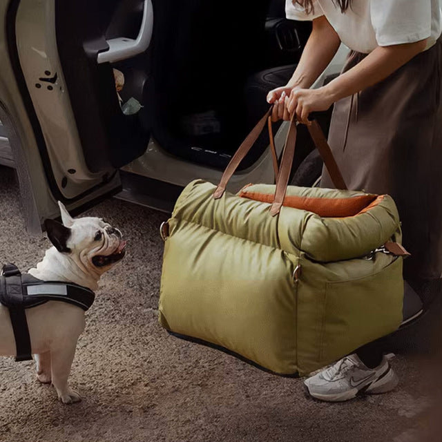 Faux Leather Dog Booster Bed – Stylish, Secure, and Comfortable