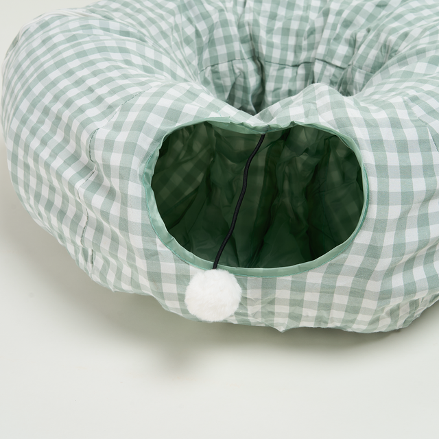 Tartan Foldaway Cat Tunnel & Bed – Cozy, Durable, and Interactive