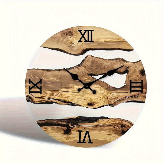 Stylish Acrylic Wall Clock with Natural Wood Grain Design