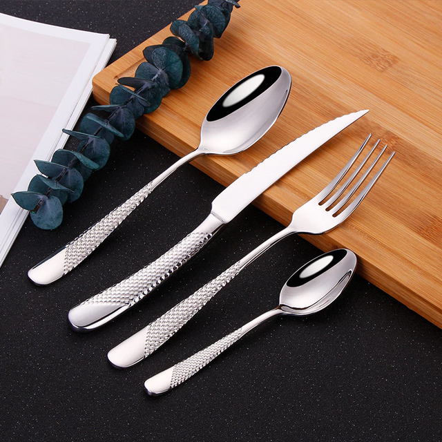 Ferran Diagonal Textured Stainless Steel Cutlery Set-4
