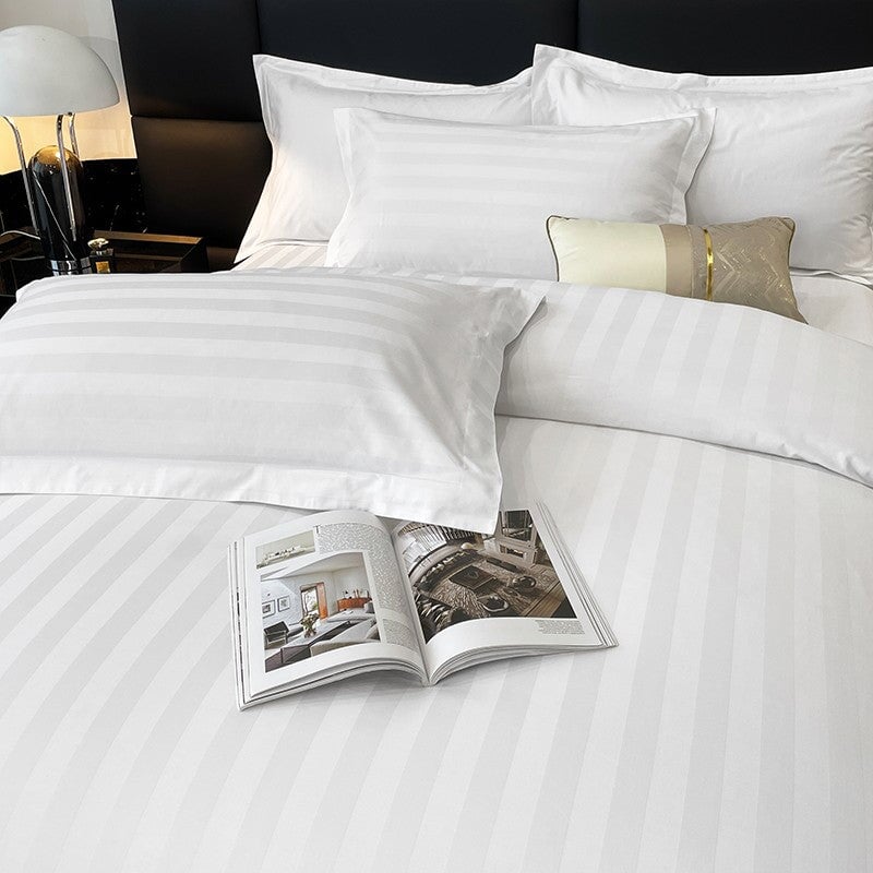 Nordic Luxe Hotel Striped Duvet Cover Set (Organic Cotton, 600 TC)