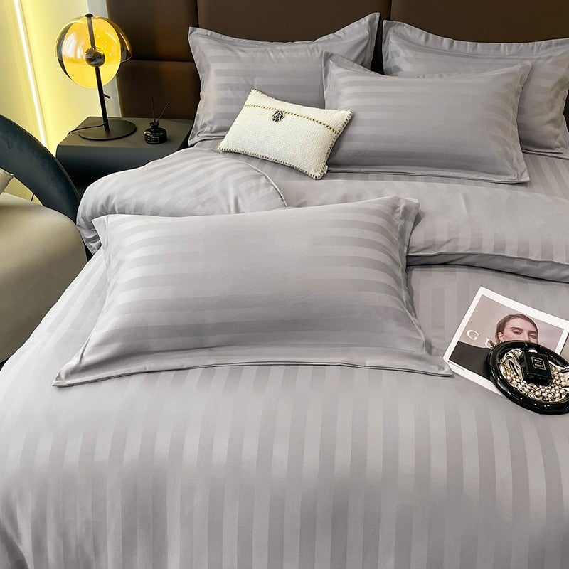 Nordic Luxe Hotel Striped Duvet Cover Set (Organic Cotton, 600 TC)