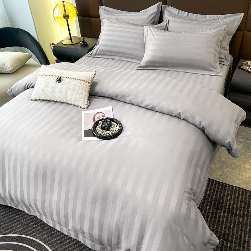 Nordic Luxe Hotel Striped Duvet Cover Set (Organic Cotton, 600 TC)