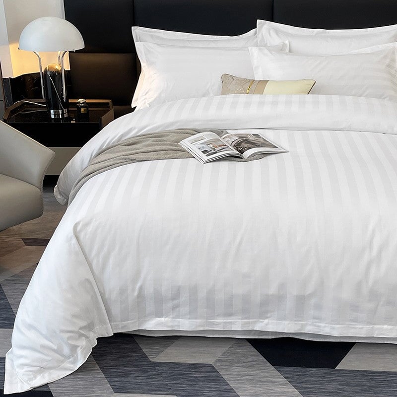 Nordic Luxe Hotel Striped Duvet Cover Set (Organic Cotton, 600 TC)