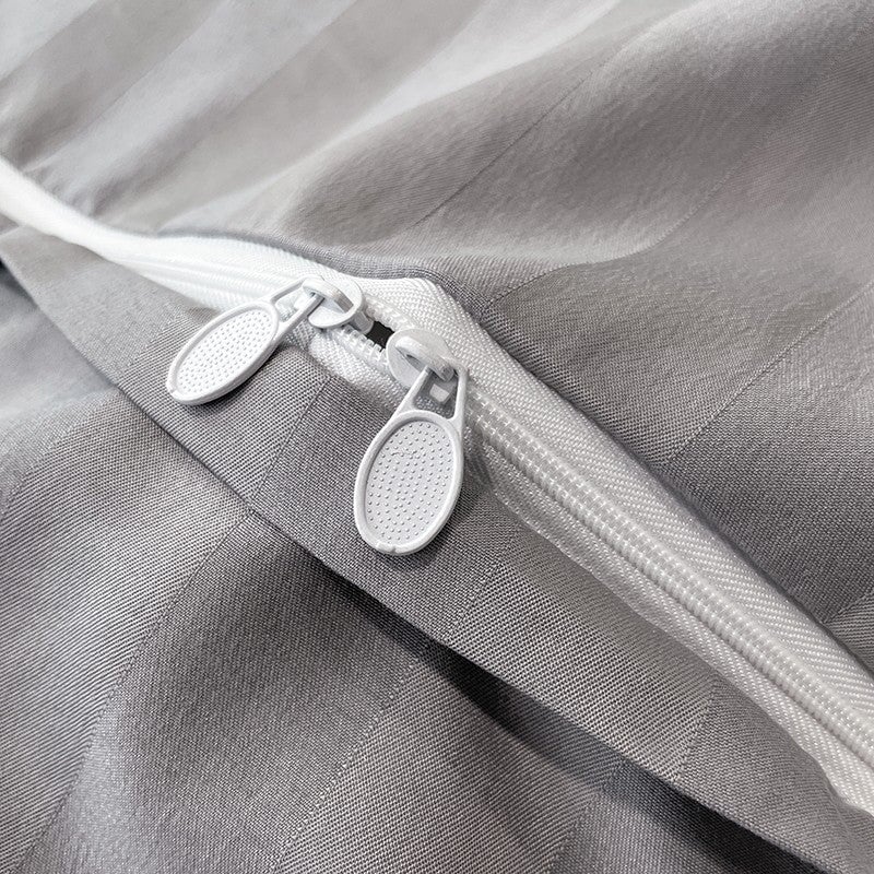 Nordic Luxe Hotel Striped Duvet Cover Set (Organic Cotton, 600 TC)