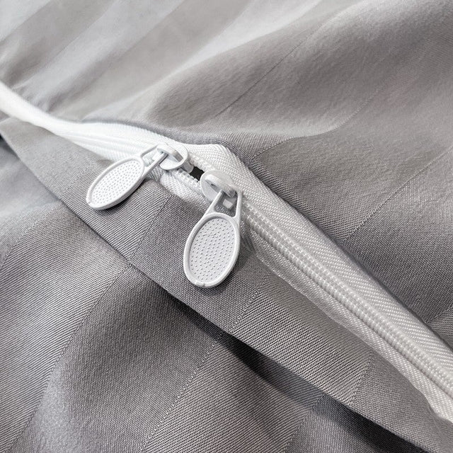 Nordic Luxe Hotel Striped Duvet Cover Set (Organic Cotton, 600 TC)