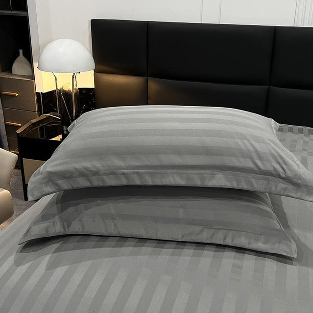 Nordic Luxe Hotel Striped Duvet Cover Set (Organic Cotton, 600 TC)