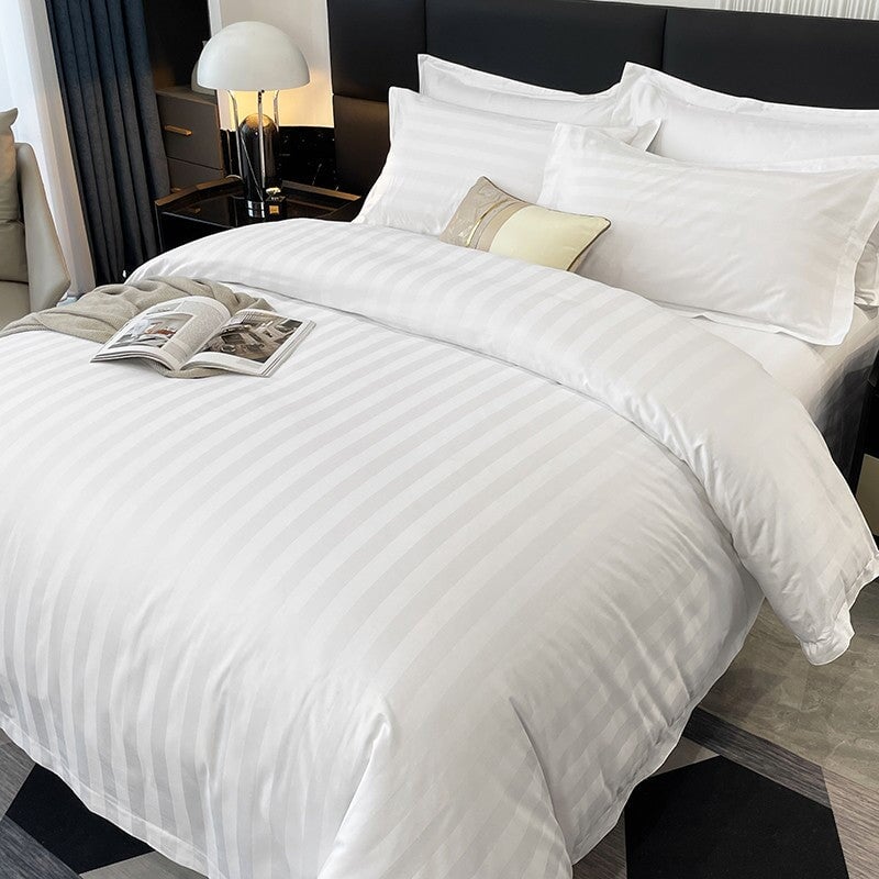 Nordic Luxe Hotel Striped Duvet Cover Set (Organic Cotton, 600 TC)