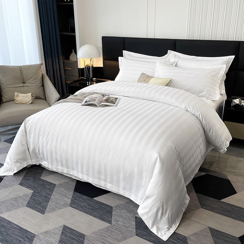 Nordic Luxe Hotel Striped Duvet Cover Set (Organic Cotton, 600 TC)
