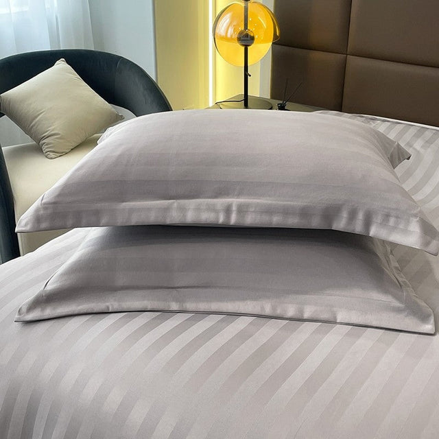 Nordic Luxe Hotel Striped Duvet Cover Set (Organic Cotton, 600 TC)