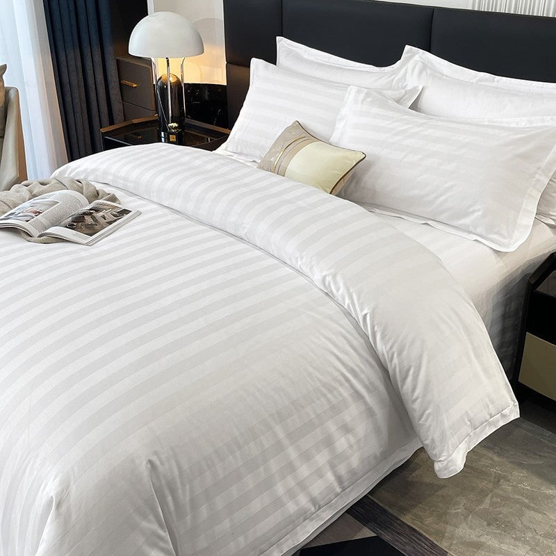 Nordic Luxe Hotel Striped Duvet Cover Set (Organic Cotton, 600 TC)