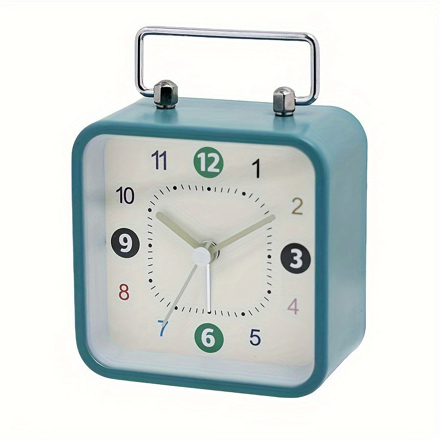 Square Metal Alarm Clock with Night Light and Snooze Feature