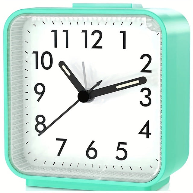 Elegant Rectangular Alarm Clock with Glowing Hands and Nightlight