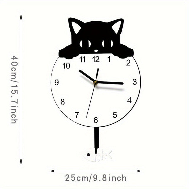 Purrfect Time Stylish Swinging Cat Wall Clock Modern Design