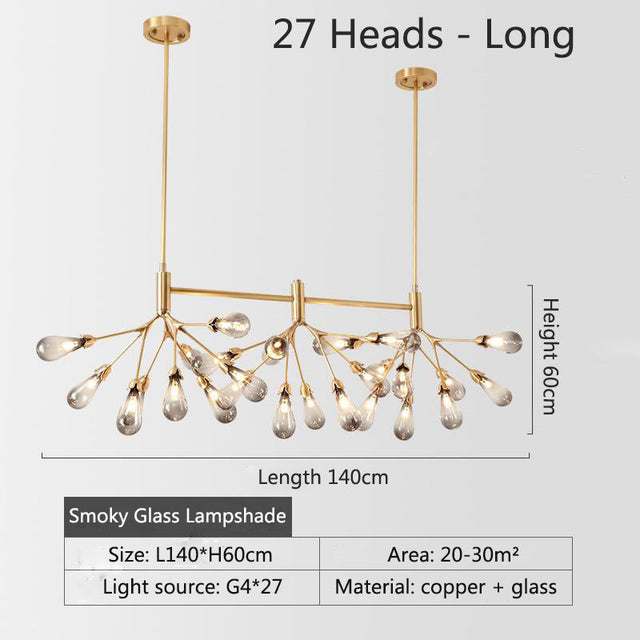 Inflorescence Ceiling Lamp - Nordic Luxury Copper LED Chandelier | Modern Lighting for Kitchens, Dining Rooms & Hallways