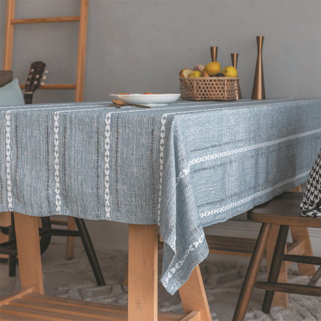 Cotton Linen Stripe Tablecloth – Dust-Proof & Stain Resistant