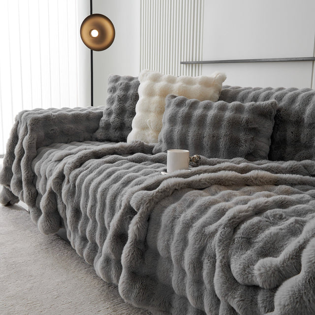 Luxe Ripple Faux Fur Sofa Cover - Modern, Stylish & Durable Sofa Protection