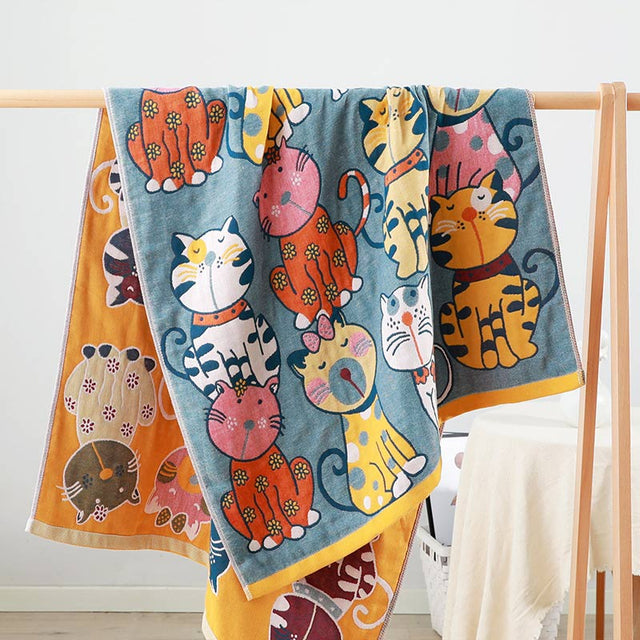 Ownkoti Cat Cotton Bath Towel Baby Blanket-1