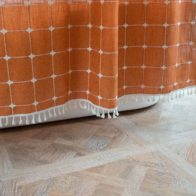 Plaid Cotton Linen Farmhouse Shower Curtain-5