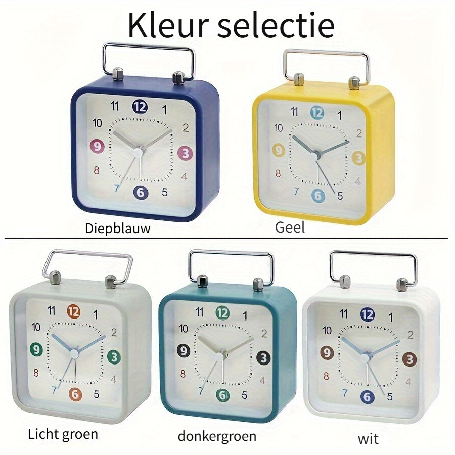 Square Metal Alarm Clock with Night Light and Snooze Feature