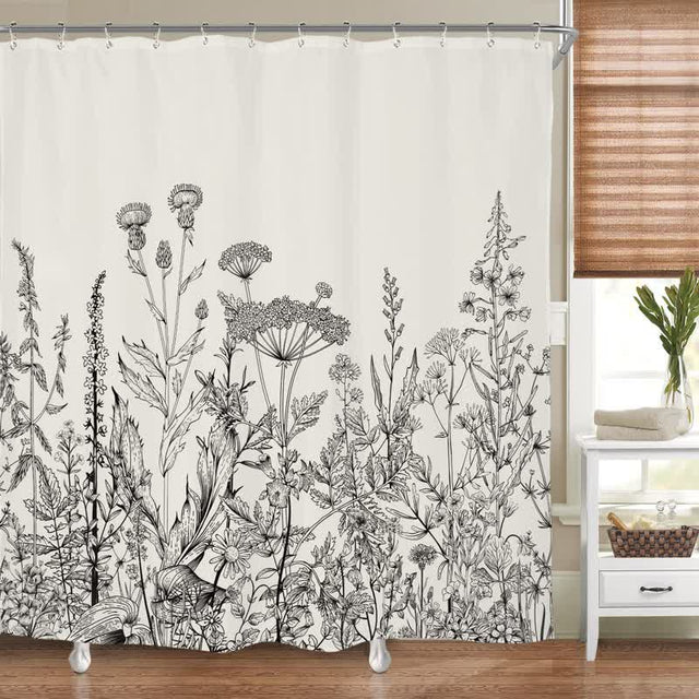 Pastoral Style Plants Waterproof Shower Curtain-5