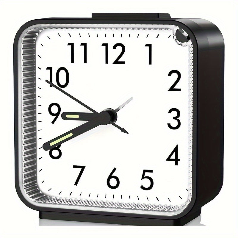 Elegant Rectangular Alarm Clock with Glowing Hands and Nightlight